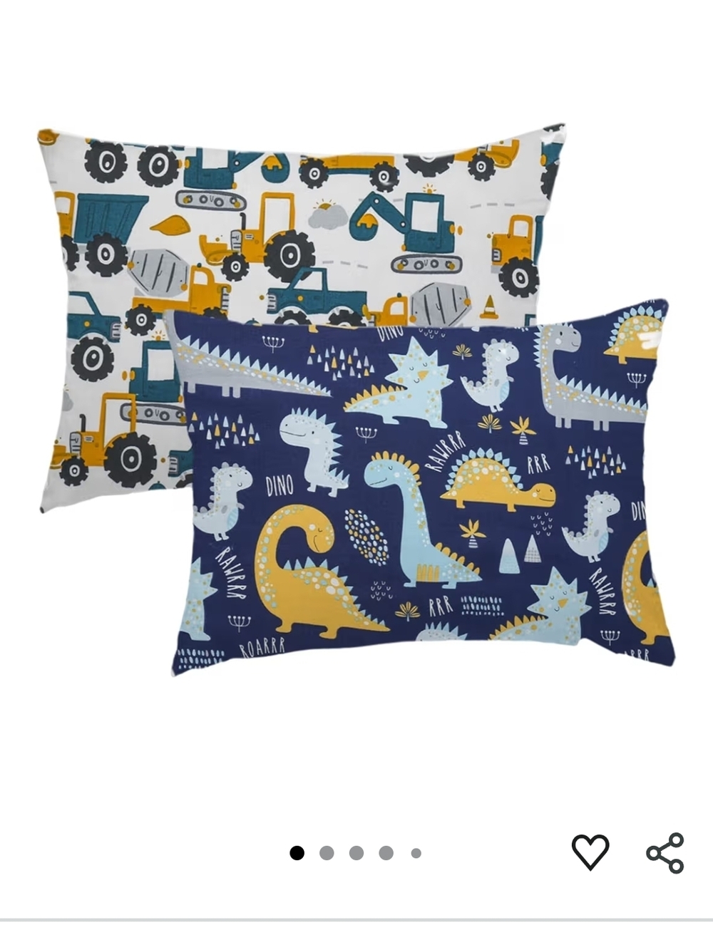 Toddler Pillowcase Set - Dinosaurs & Construction